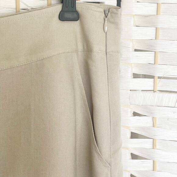 Marisa Christina Linen Blend A-Line Midi Skirt Size 10 Ruffle Swirls Lagenlook - Picture 6 of 8
